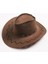 Bağcıklı Çocuk Boy Nubuk Süet Kovboy Şapkası Koyu Kahve Renk 2