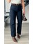 Lacivert Kemerli Kesik Paça Premium Jean 2
