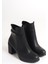 Lıa Fermuarlı Ortopedik Taban Taşlı Topuklu Kadın Bot Cst - Siyah 4