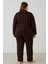 Kadın 02162 Büyük Beden Düğmeli Süet Pijama Takımı Siyah 2