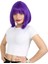 Küt Kahküllü Fiber Sentetik Peruk / Mor 1