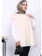 Krem Çıtçıt Detaylı Kaşe Yelek 1