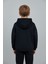 Unisex Çocuk Basic Pamuklu Kapüşonlu Sweatshirt - Siyah 4