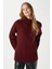 Kadın Wonder Yumuşacık Dik Yaka Bordo Yırtmaçlı Oversize Triko Kazak 1