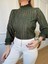 Haki Dik Yaka Şeritli Bluz 5