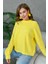 Kadın Kazak Bisiklet Yaka Kazak Sarı - 7559 4