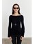 Yarasa Kol Kayık Yaka Bluz Siyah 4