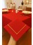 Çeyizlik Piko Sarma Detaylı Dertsiz Masa Örtüsü Simli Kırmızı 1