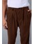 Roy Regular Fit Beli Lastikli Fitilli Kadife Kumaş Fermuarlı Jogger Erkek pantolon - Kahve 2