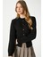 Kadın Donna Yumuşak Dokulu Kalp Düğmeli Siyah Triko Hırka 4
