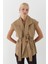Kuşaklı Uzun Yelek Bej 4