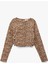Leopar Desenli Uzun Kollu Bisiklet Yaka Crop Bluz 1