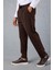 Milos Relax Fit Örme Kaşe Kumaş Fermuarlı Beli Lastikli Jogger Erkek Pantolon - Kahve 4