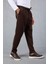 Milos Relax Fit Örme Kaşe Kumaş Fermuarlı Beli Lastikli Jogger Erkek Pantolon - Kahve 5