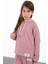 Pembe Kız Çocuk Dokulu Geniş Paça Kapüşonlu Eşofman Takımı 23302 3