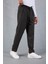 Milos Relax Fit Örme Kaşe Kumaş Fermuarlı Beli Lastikli Jogger Erkek Pantolon - Füme 4