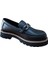 D25KA-3235 Kadın Hakiki Deri Tokalı Günlük Loafer Casual Ayakkabı Siyah 4