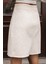 Kadın Kalın Esnek Kumaş Yüksek Bel Diz Üstü Çan Etek-Krem 7