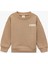 Pamuklu Uzun Kollu Bisiklet Yaka Baskılı Oversize Sweatshirt 1