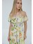 Madonna Yaka Elbise - Yeşil - Ekru 4