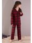 Kırmızı Ekose Desenli Düğmeli Kız Çocuk Pijama Takımı 19791 3