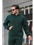 Erkek Rahat Oversize 3 Iplik Pamuklu Şardonlu Kanguru Cep Kapşonlu Sweatshirt 3