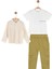 01-04 Yaş Erkek Bebek Krem Yeşil Safari Üçlü Takım - Ekru/yeşil 1