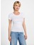 Yuvarlak Yaka Baskılı Beyaz Kadın T-Shirt Embro Kadın Slim Fit T-Shirt 2