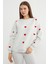 3 Iplik Kalp Nakışlı Oversize Sweatshirt 1