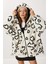 Kapüşonlu Kalpli Oversize Peluş Mont LCI0058 Ekru 1