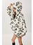 Kapüşonlu Kalpli Oversize Peluş Mont LCI0058 Ekru 3