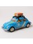 Klasik Işıklı Sesli Metal Araba - Mavi Valizli Retro Beetle - 15 cm 4