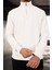 Lars Selanik Örme Kumaş Yarım Fermuar Erkek Sweatshirt - Ekru 3