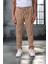 Roy Regular Fit Beli Lastikli Fitilli Kadife Kumaş Fermuarlı Jogger Erkek pantolon - Bej 1