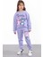 Lila Sevimli Simli Karakter Baskı Şardonlu Kız Çocuk Eşofman Takım 23295 2