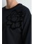 Kadife Nakışlı Pamuk Sweatshirt - Siyah 3