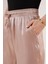 Parlak Görünümlü Cepli Bej Bol Paça Pantolon 3