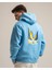 Voyage Erkek Yumusaçık Kumaşlı Kapüşonlu Oversize Fit Nakışlı Mavi Sweatshirt 1