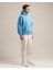 Voyage Erkek Yumusaçık Kumaşlı Kapüşonlu Oversize Fit Nakışlı Mavi Sweatshirt 3