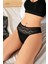 Büyük Beden Bel Kısmı Dantelli Fantezi Siyah Tanga String 1