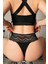 Büyük Beden Bel Kısmı Dantelli Fantezi Siyah Tanga String 2