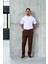 Roy Regular Fit Beli Lastikli Fitilli Kadife Kumaş Fermuarlı Jogger Erkek pantolon - Kahve 3