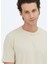 Bej Düz Bisiklet Yaka %100 Pamuk T-Shirt 3