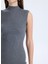 Dik Yaka Düz Antrasit Standart Kadın Elbise Julia Kadın Ipek Kaşmir Karışımlı T 4