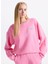 Yuvarlak Yaka Pembe Kadın Sweatshırt IZU03AH25ROSEVI 1