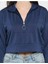 Esnek Kumaş Fermuar Detaylı Kadın Crop Top Sweatshirt 3