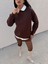 Kadın Kahve Taşlı Oversize Sweatshirt 30067 4