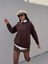 Kadın Kahve Taşlı Oversize Sweatshirt 30067 6