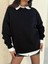Kadın Siyah Taşlı Oversize Sweatshirt 30067 1