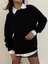 Kadın Siyah Taşlı Oversize Sweatshirt 30067 2
